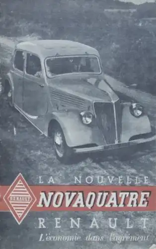Renault Novaquatre Modellprogramm 1938 "La Nouvelle" Automobilprospekt (5946)