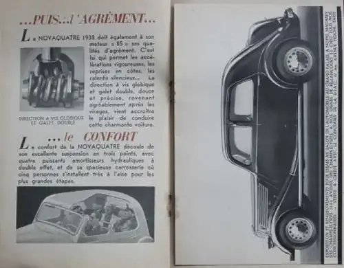 Renault Novaquatre Modellprogramm 1938 "La Nouvelle" Automobilprospekt (5946)