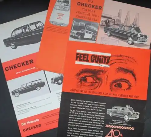 Checker Marathon Modellprogramm 1965 drei Prospekte Konvolut (5951)