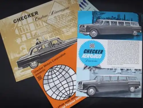 Checker Modellprogramm 1964 vier Automobilprospekte Konvolut (5953)
