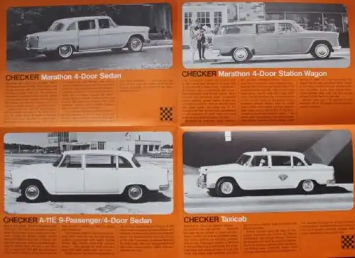 Checker Modellprogramm 1964 vier Automobilprospekte Konvolut (5953)