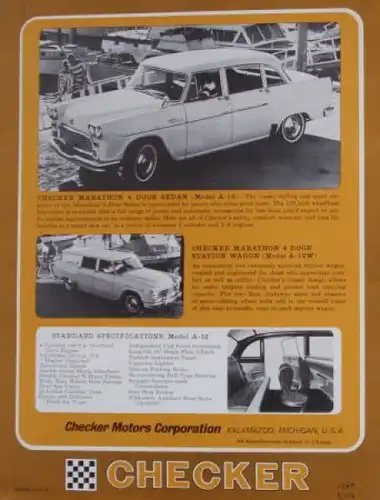 Checker Modellprogramm 1965 Automobilprospekt (5954)