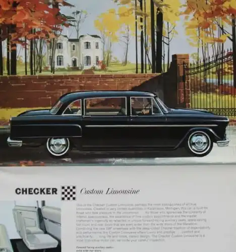 Checker Modellprogramm 1964 "No other car is built like Checker" Automobilprospekt (5956)