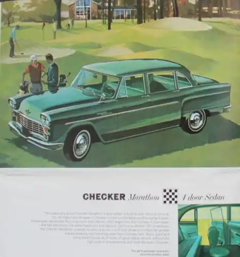 Checker Modellprogramm 1964 "No other car is built like Checker" Automobilprospekt (5956)