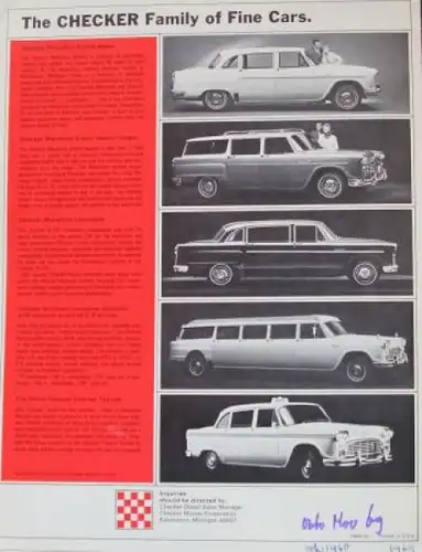 Checker Diesel Modelprogramm 1969 Automobilprospekt (5960)