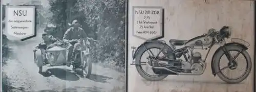 NSU Motorrad Modellprogramm 1930 Händler-Aushangplakat (5997)