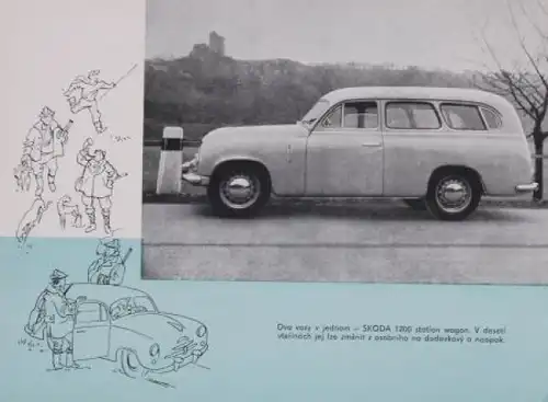 Skoda Modellprogramm 1953 Automobilprospekt (4547)