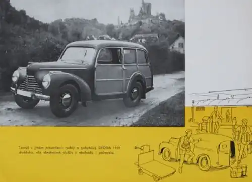 Skoda Modellprogramm 1953 Automobilprospekt (4547)