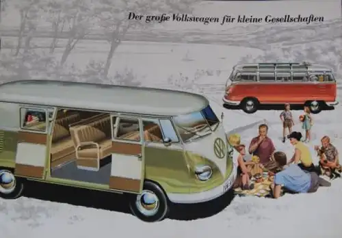 Volkswagen T1 Transporter Modellprogramm 1961 "Der große Volkswagen für kleine Gesellschaften" Automobilprospekt (4971)