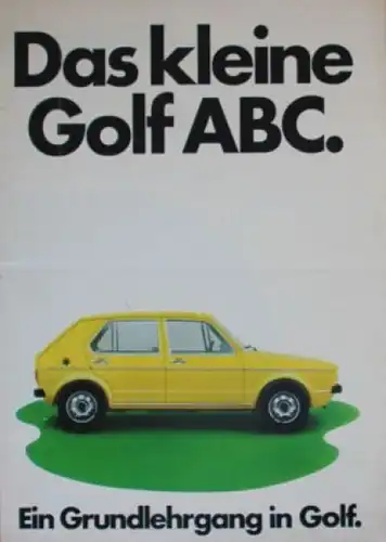 Volkswagen Golf Modellprogramm 1974 "Das kleine Golf ABC" Automobilprospekt (5188)