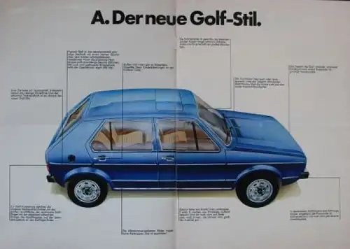 Volkswagen Golf Modellprogramm 1974 "Das kleine Golf ABC" Automobilprospekt (5188)