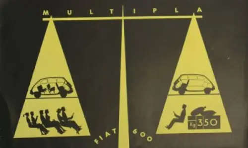 Fiat 600 Mupltipla Modellprogramm 1958 Automobilprospekt (6312)