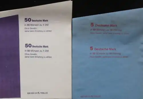 Deutsche Mark 1970 Münzrollpapier 50 Pfenning bis 5 Mark Bogen je 3 Stück (1949)