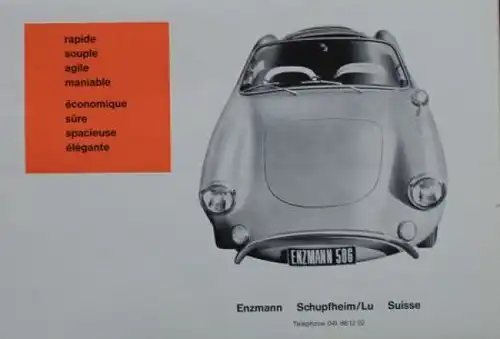 Enzmann Volkswagen 506 Cabriolet Spider Modellprogramm 1956 Automobilprospekt (6636)