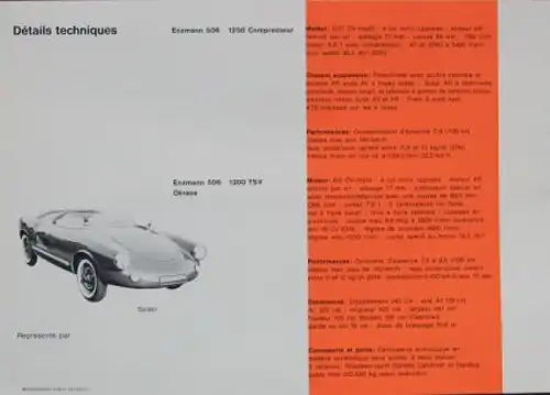 Enzmann Volkswagen 506 Cabriolet Spider Modellprogramm 1956 Automobilprospekt (6636)