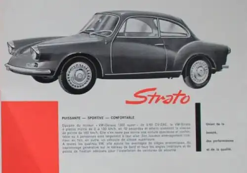 Volkswagen Strato Coupe Sport Modellprogramm 1959 Automobilprospekt (6637)