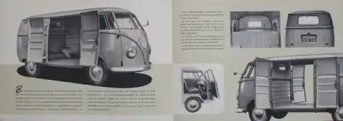 Volkswagen T1 Transporter Modellprogramm 1953 Automobilprospekt-Mappe mit 2 Prospekten (6693)
