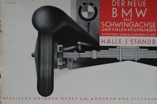 BMW Modellprogramm 1931 "Der neue mit Schwingachse" Automobilprospekt (6702)