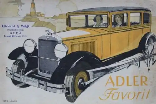 Adler Favorit Modellprogramm 1930 Automobilprospekt (2086)