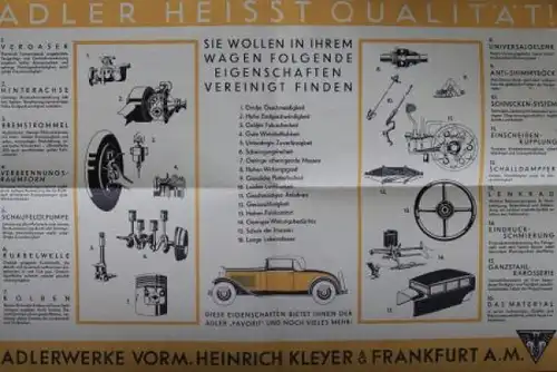 Adler Favorit Modellprogramm 1930 Automobilprospekt (2086)