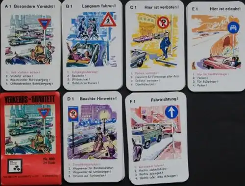 Schwarz Spielkarten "Verkehrs-Quartett" 1963 Kartenspiel (0951)