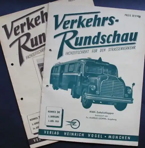 "Verkehrs-Rundschau" Verkehrs-Zeitschrift 1950 zwei Ausgaben (7600)