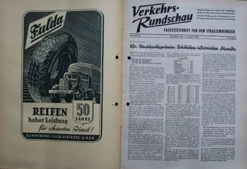 "Verkehrs-Rundschau" Verkehrs-Zeitschrift 1950 zwei Ausgaben (7600)