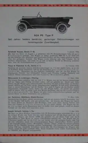 Brennabor Motorwagen Modellprogramm 1924 "Das richtige Urteil" Automobilprospekt (8059)