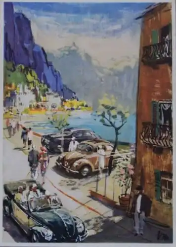 Volkswagen Käfer 1958 Werkspostkarte "Unvergessenes Erleben" Victor Mundorff (8061)