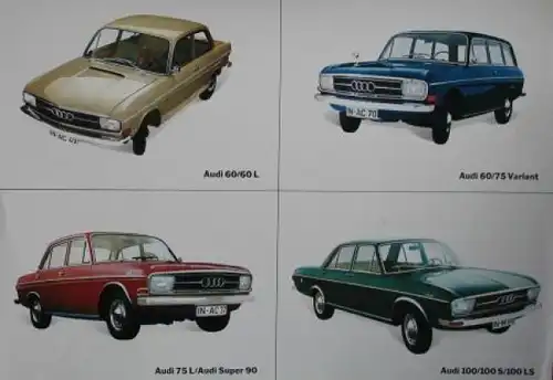 Audi Modellprogramm 1969 Automobilprospekt (8105)