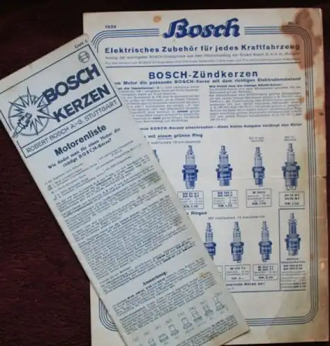 Bosch Automobil-Zubehör und Motorenliste 1936 Zubehörprospekt (8086)