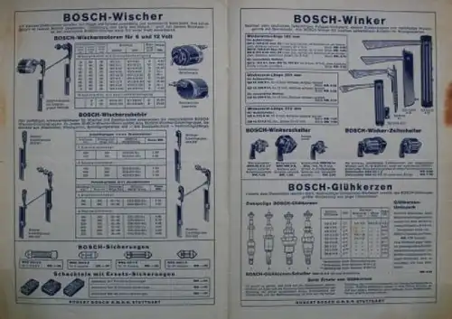 Bosch Automobil-Zubehör und Motorenliste 1936 Zubehörprospekt (8086)