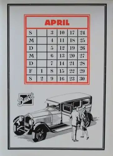Buick Modellprogramm 1927 Jahreskalender (8147)