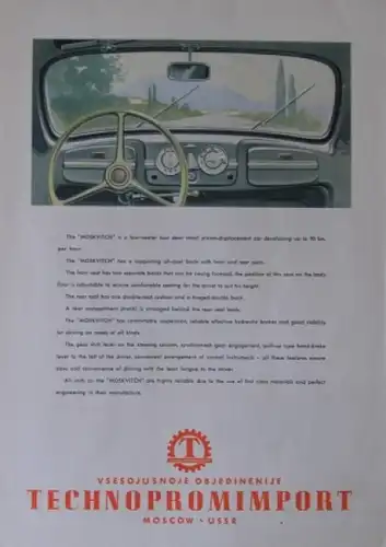 Moskwitsch 400 Modellprogramm 1949 Automobilprospekt (3241)