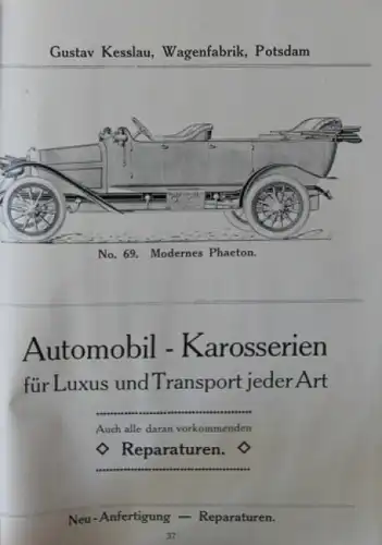 Kesslau Wagenfabrik Modellprogramm 1912 Automobilprospekt (9571)