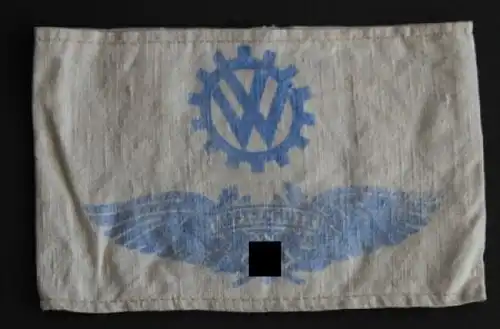 Volkswagen KdF 1943 Stoff-Armbinde "Luftschutz" mit Logo Werk Fallersleben (3642)
