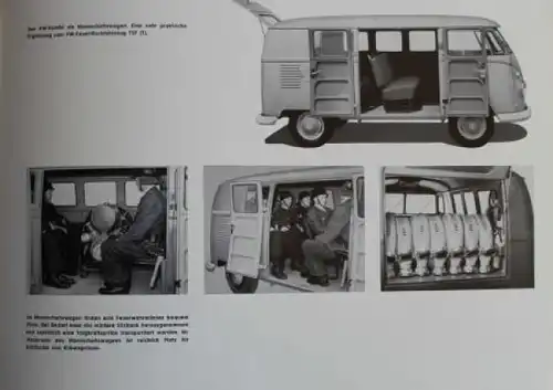 Volkswagen T1 Transporter Feuerlöschfahrzeug TSF Modellprogramm 1959 Automobilprospekt (8555)