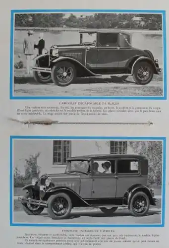 Ford A Modellprogramm 1928 "Pour bien choisir votre voiture" Automobilprospekt (8604)