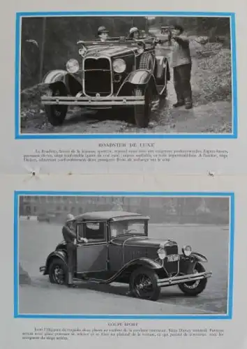 Ford A Modellprogramm 1928 "Pour bien choisir votre voiture" Automobilprospekt (8604)