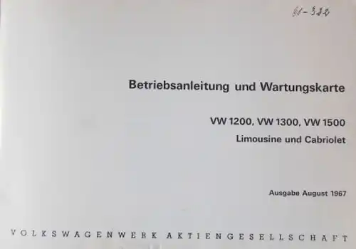 Volkswagen Käfer 1967 Betriebsanleitung (6820)