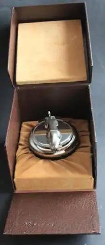 Jaguar Swiza Tischuhr mit Kühlerfigur in Original Lederbox (8713)