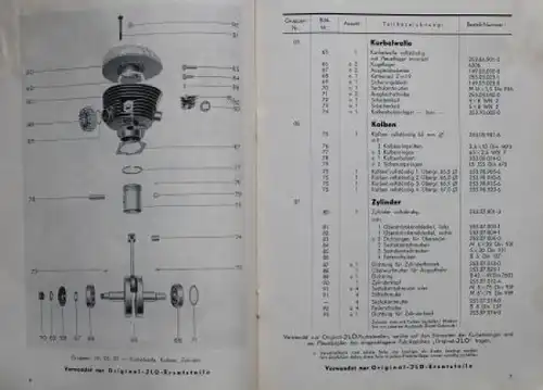 Ilo Motor M 250 Viergang 1953 Ersatzteilliste (9143)
