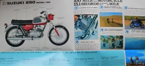 Suzuki 250 Model T20 Modellprogramm 1975 Motorradprospekt (9150)