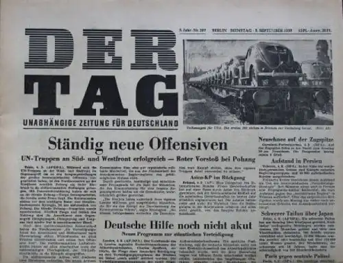 Volkswagen "Der Tag" Gesellschaft-Magazin 1950 mit VW Bericht (9234)