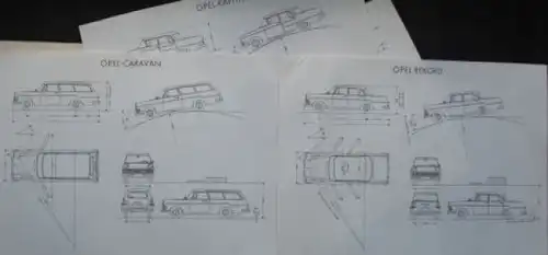 Opel Modellprogramm 1958 "Die Einfahrt nach Maß" ArchitektenMappe Fahrzeugzeichnungen (6081)