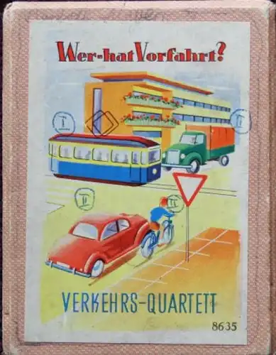 Schwager & Steinlein Spielkarten "Wer hat Vorfahrt?" 1951 Verkehrs-Quartett (5120)