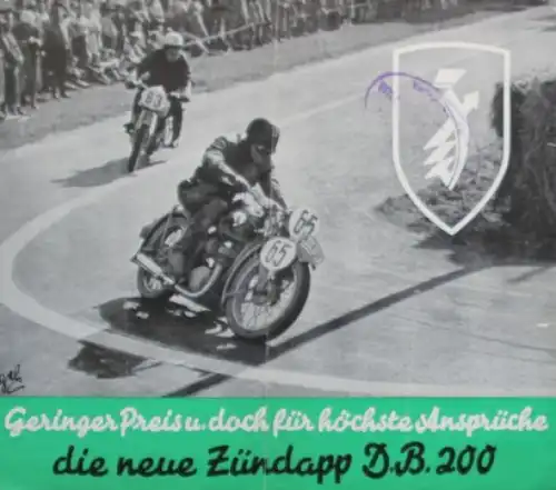 Zündapp DB 200 Modellprogramm 1936 Motorradprospekt (1187)