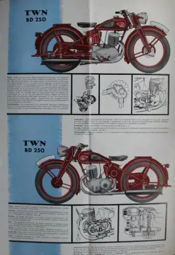 TWN Triumph Model BD 250 Modellprogramm 1936 Motorradprospekt (3109)