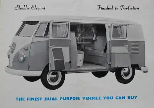 Volkswagen T1 Caravette Campingbus Modellprogramm 1962 "Here is the Devon" Automobilprospekt (2199)