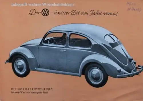 Volkswagen Käfer Modellprogramm 1950 Automobilprospekt (9406)